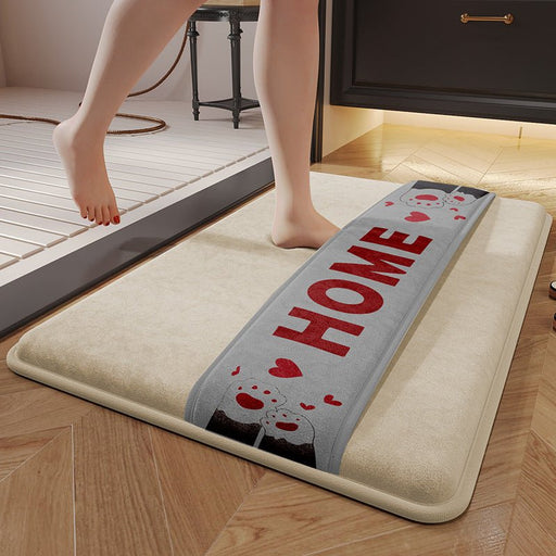 Danoz Luxury Plush Memory Foam Bath Mat with Foot Drying Panel - Super Absorbent & Non - Slip Bathroom Rug(Paw gray) - danozdirect