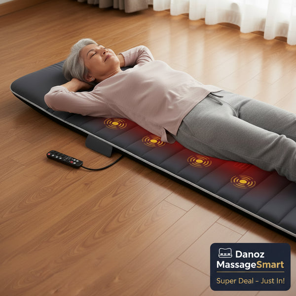 Danoz Massagers - Memory Foam Full Body Massage Mat with Heat Back with 10 Vibration Motors 6 Heating Pads Massage Chair for Neck Waist Legs - danozdirect