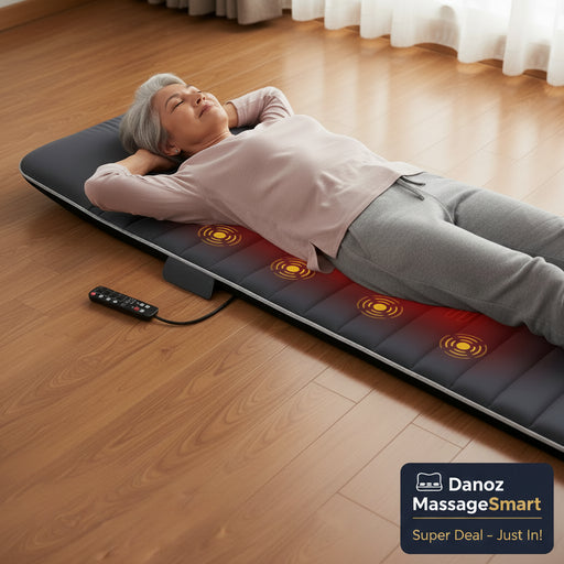 Danoz Massagers - Memory Foam Full Body Massage Mat with Heat Back with 10 Vibration Motors 6 Heating Pads Massage Chair for Neck Waist Legs - danozdirect