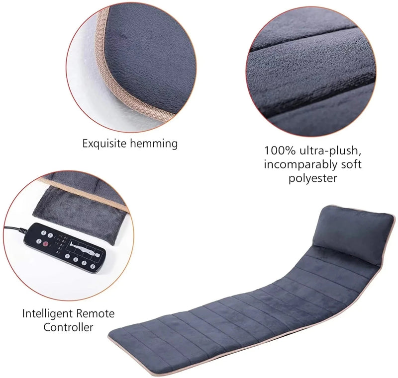Danoz Massagers - Memory Foam Full Body Massage Mat with Heat Back with 10 Vibration Motors 6 Heating Pads Massage Chair for Neck Waist Legs - danozdirect