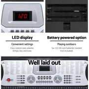 Danoz Music - Alpha 61 Keys Electronic Piano Keyboard Digital Electric w/ Stand Beginner Silver - Incl. Delivery - danozdirect