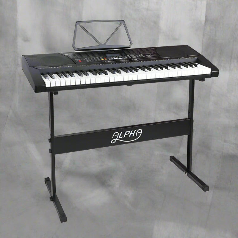 Danoz Music - Alpha 61 Keys Electronic Piano Keyboard Digital Electric w/ Stand Lighted Black - Incl. Delivery - danozdirect