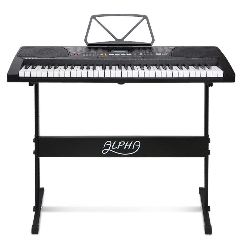 Danoz Music - Alpha 61 Keys Electronic Piano Keyboard Digital Electric w/ Stand Lighted Black - Incl. Delivery - danozdirect