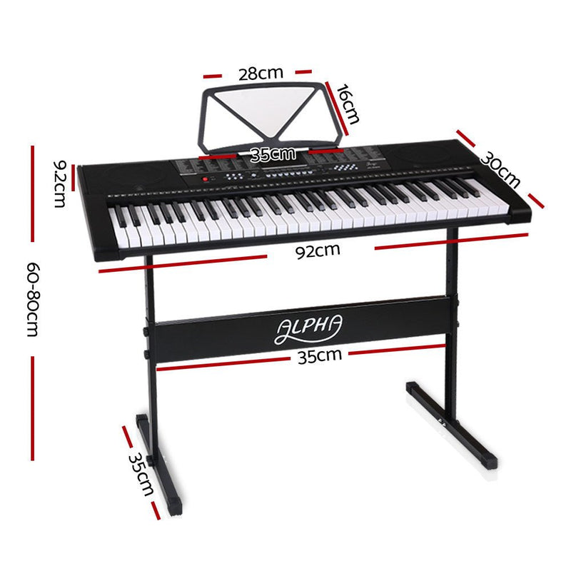 Danoz Music - Alpha 61 Keys Electronic Piano Keyboard Digital Electric w/ Stand Sound Speaker - Incl. Delivery - danozdirect