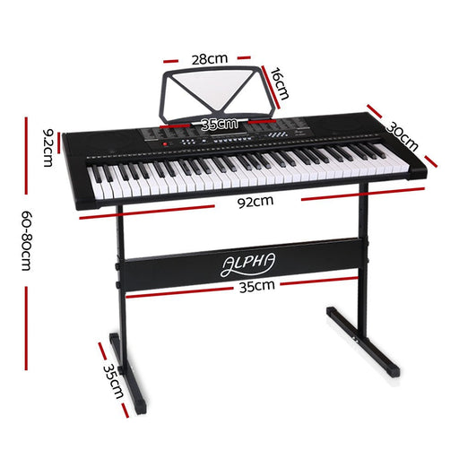 Danoz Music - Alpha 61 Keys Electronic Piano Keyboard Digital Electric w/ Stand Sound Speaker - Incl. Delivery - danozdirect