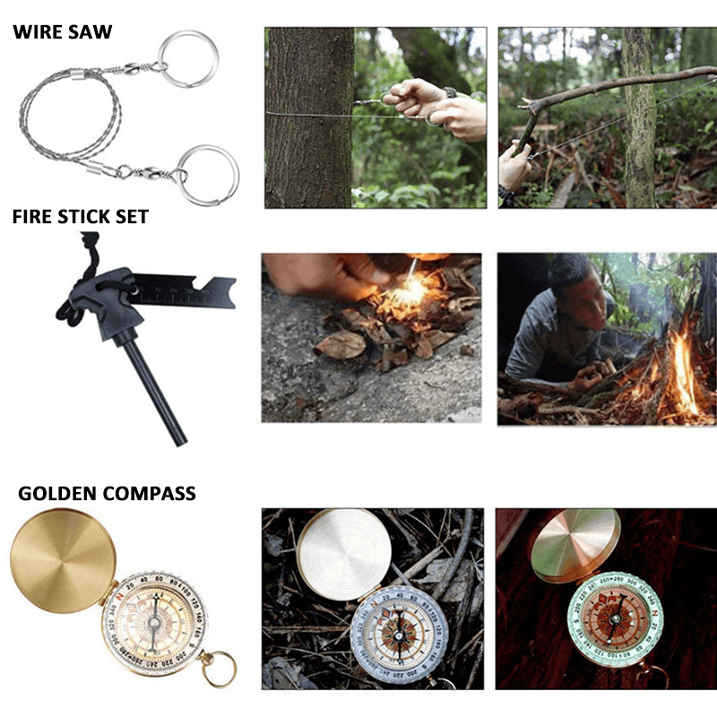 Danoz Outdoors - 16in1 SOS Kit Outdoor Emergency Equipment Box For Camping Survival Gear - danozdirect