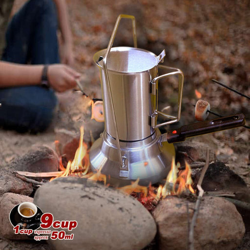 Danoz Outdoors - 2 In 1 Camping Stainless Steel 9Cup Pot Moka Coffee Maker Italian Espresso Kettle - Incl. Delivery - danozdirect