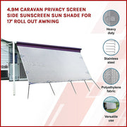 Danoz Outdoors - 4.9m Caravan Privacy Screen Side Sunscreen Sun Shade for 17' Roll Out Awning - danozdirect