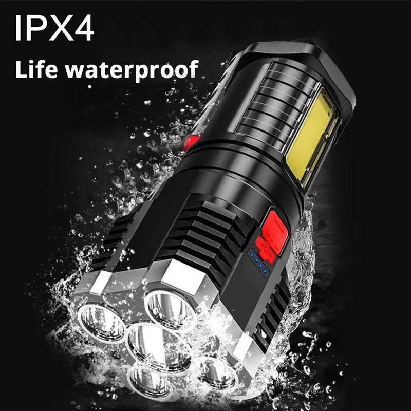 Danoz Outdoors - 5LED High Power Led Flashlights Rechargeable Camping Spotlight with Side Light 3 Lighting Modes for Camping Adventure Outdoor - danozdirect