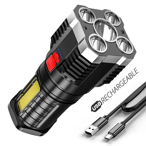 Danoz Outdoors - 5LED High Power Led Flashlights Rechargeable Camping Spotlight with Side Light 3 Lighting Modes for Camping Adventure Outdoor - danozdirect