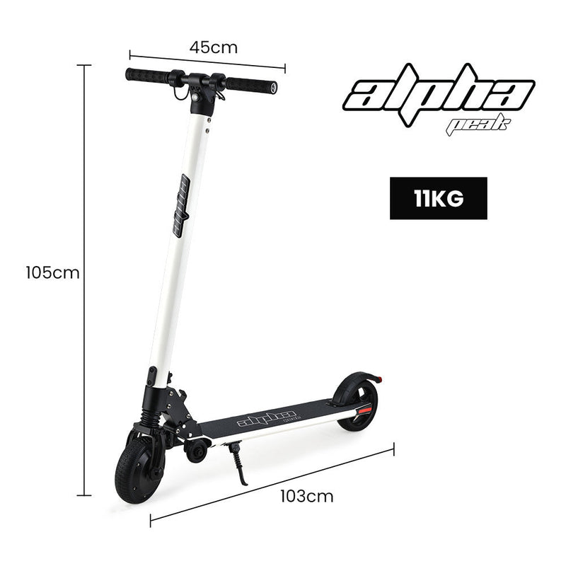 Danoz Outdoors - ALPHA Peak Electric Scooter 300W Power Up to 25km/h Adult Teens E - Scooter Easy Fold, White - danozdirect
