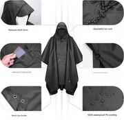 Danoz Outdoors - Army Green Portable Outdoor Camping Poncho - Can be used as Raincoat, Tarp, Ground Cover (Polyester silver coated without pockets) - danozdirect