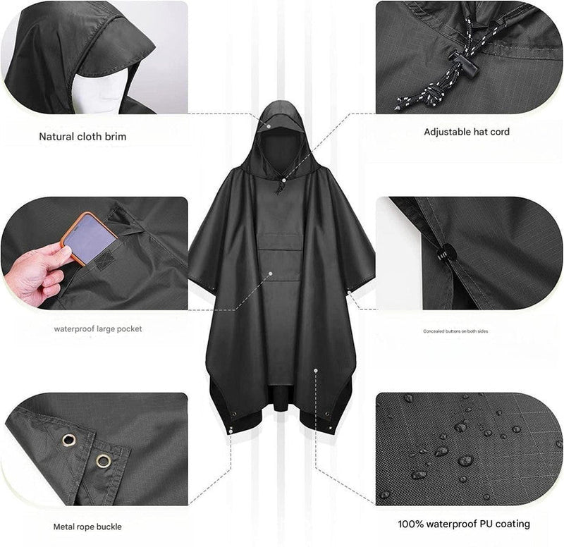 Danoz Outdoors - Brown Portable Outdoor Camping Poncho - Can be used as Raincoat, Tarp, Ground Cover - danozdirect