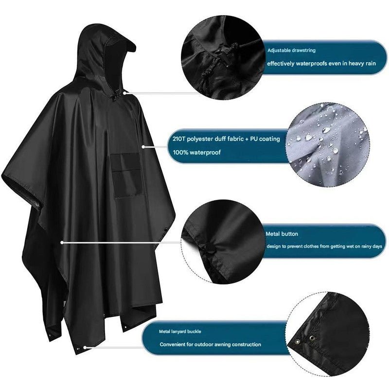 Danoz Outdoors - Brown Portable Outdoor Camping Poncho - Can be used as Raincoat, Tarp, Ground Cover - danozdirect