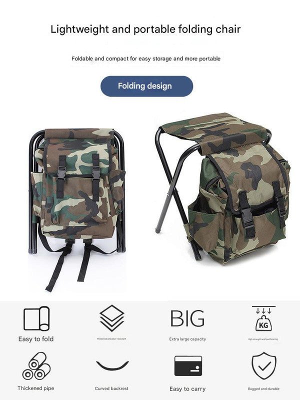 Danoz Outdoors - Folding Camo Backpack Stool - Portable Chair for Camping & Fishing - danozdirect