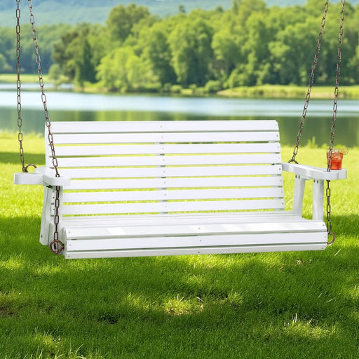 Danoz outdoors - Gardeon Porch Outdoor Swing Chair With Cup Holder Wooden Furniture 2 Seater - danozdirect