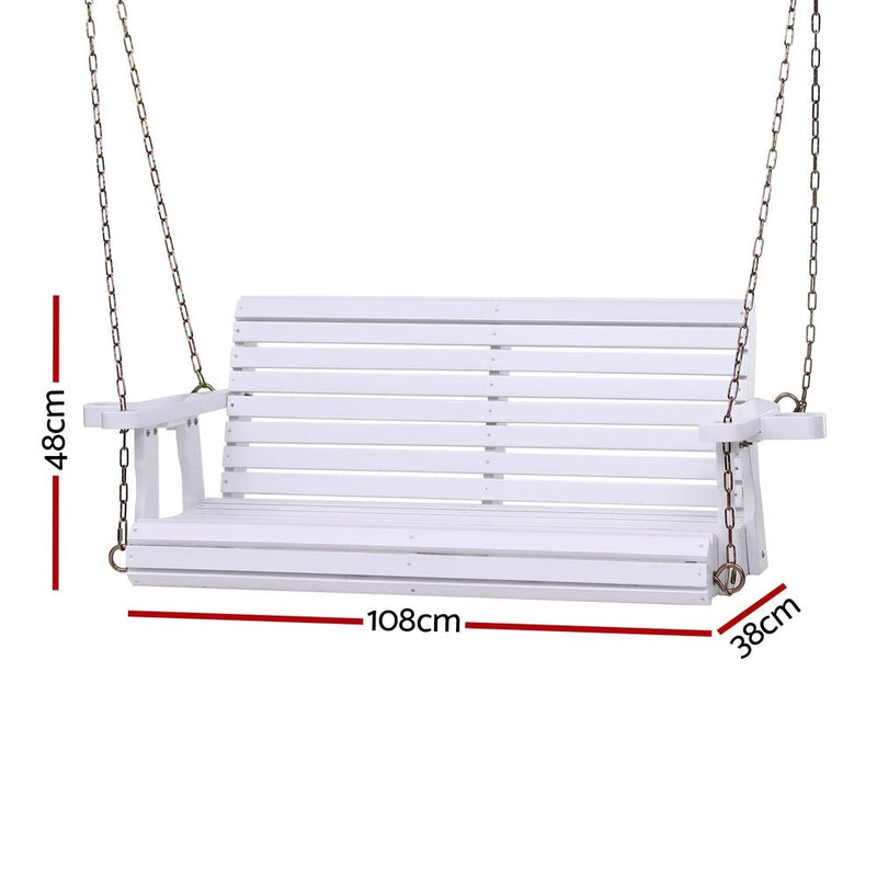 Danoz outdoors - Gardeon Porch Outdoor Swing Chair With Cup Holder Wooden Furniture 2 Seater - danozdirect