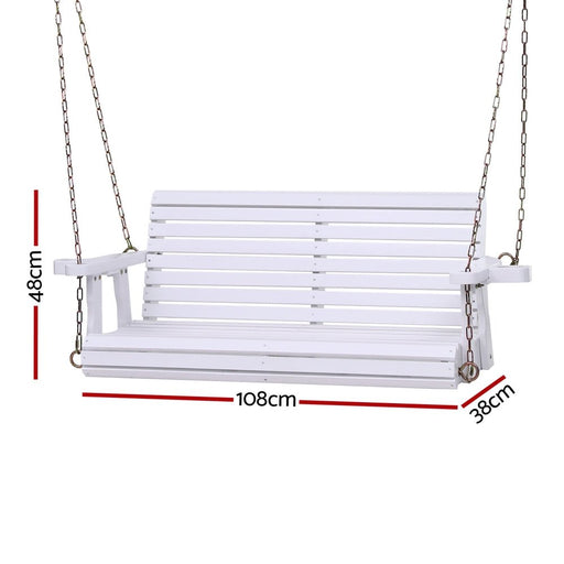 Danoz outdoors - Gardeon Porch Outdoor Swing Chair With Cup Holder Wooden Furniture 2 Seater - danozdirect