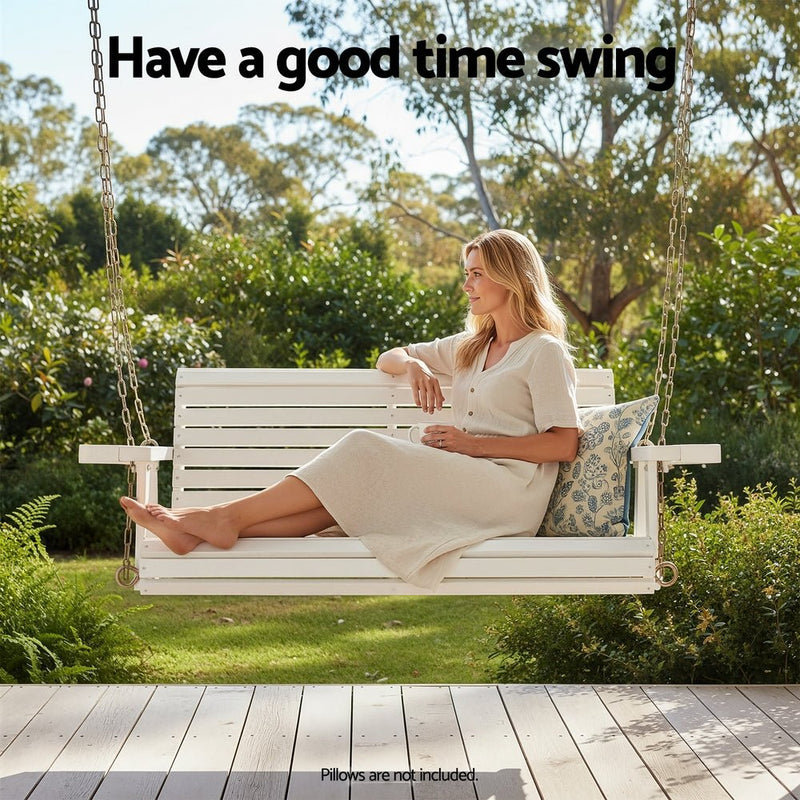 Danoz outdoors - Gardeon Porch Outdoor Swing Chair With Cup Holder Wooden Furniture 2 Seater - danozdirect
