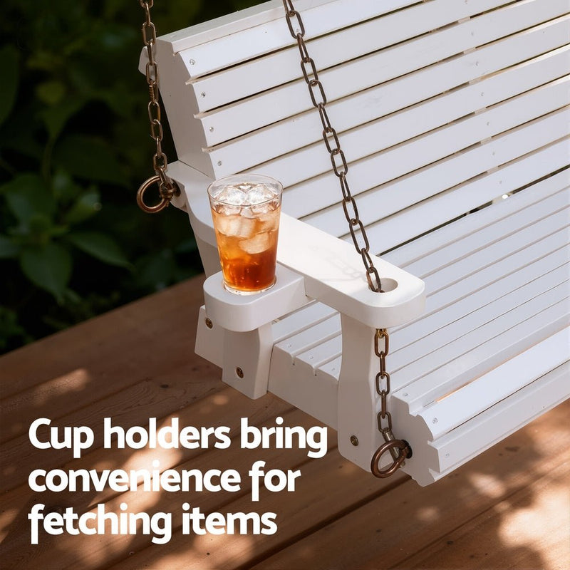 Danoz outdoors - Gardeon Porch Outdoor Swing Chair With Cup Holder Wooden Furniture 2 Seater - danozdirect