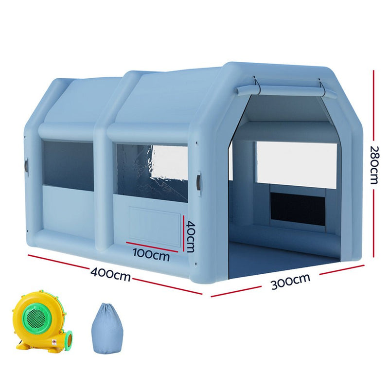 Danoz Outdoors - Giantz Inflatable Spray Booth 4X3M Car Paint Tent Filter System Blower - danozdirect
