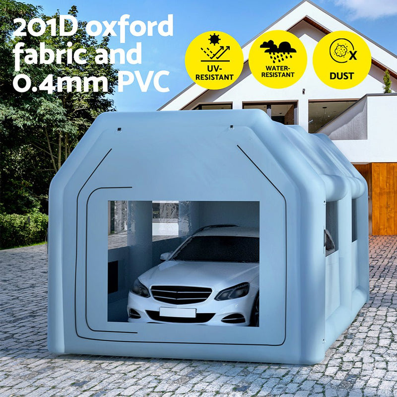 Danoz Outdoors - Giantz Inflatable Spray Booth 4X3M Car Paint Tent Filter System Blower - danozdirect