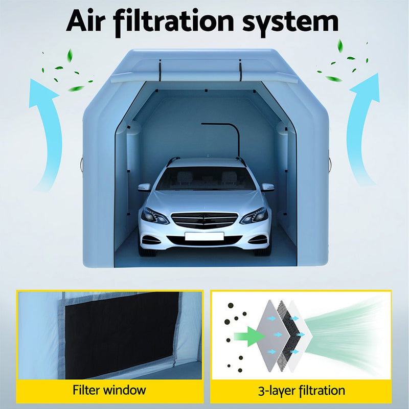 Danoz Outdoors - Giantz Inflatable Spray Booth 4X3M Car Paint Tent Filter System Blower - danozdirect