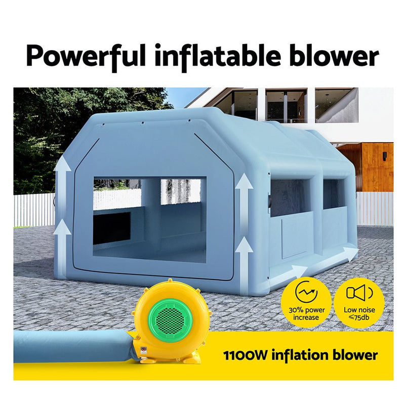 Danoz Outdoors - Giantz Inflatable Spray Booth 6X4M Car Paint Tent Filter System Blower - danozdirect