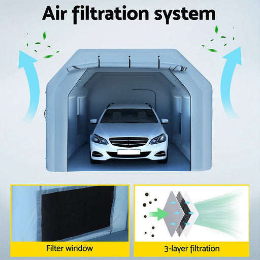 Danoz Outdoors - Giantz Inflatable Spray Booth 6X4M Car Paint Tent Filter System Blower - danozdirect