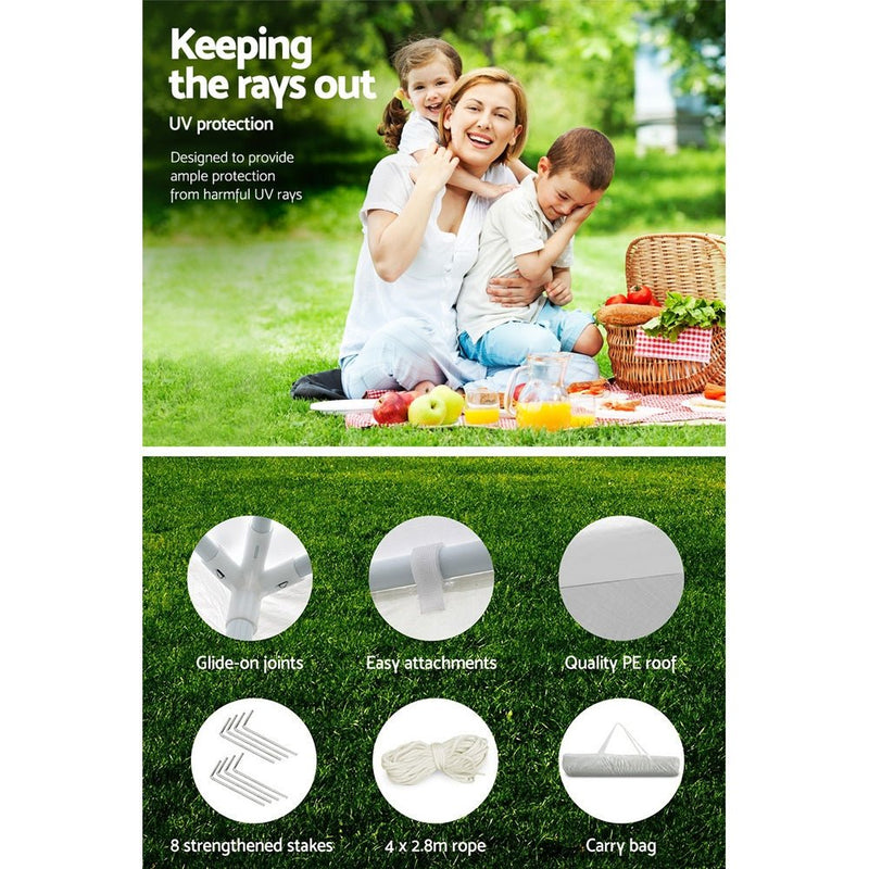 Danoz Outdoors - Instahut Gazebo 3x3m Beach, Wedding Party Marquee Tent Outdoor Event Camping Canopy Shade White - Incl. Delivery - danozdirect