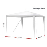 Danoz Outdoors - Instahut Gazebo 3x3m Beach, Wedding Party Marquee Tent Outdoor Event Camping Canopy Shade White - Incl. Delivery - danozdirect