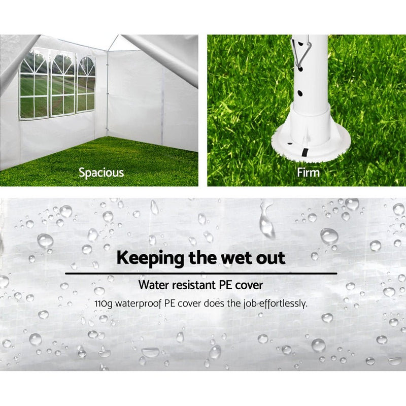 Danoz Outdoors ⛺ Instahut Gazebo 3x3m Marquee Wedding Party Tent Outdoor Camping Side Wall Canopy Window Panel White - danozdirect