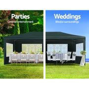 Danoz Outdoors ⛺ Instahut Gazebo 3x6m Marquee Wedding Party Tent Outdoor Camping Side Wall Canopy 4 Panel Green - danozdirect