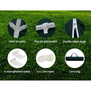 Danoz Outdoors ⛺ Instahut Gazebo 3x6m Marquee Wedding Party Tent Outdoor Camping Side Wall Canopy 4 Panel Green - danozdirect