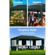 Danoz Outdoors ⛺ Instahut Gazebo 3x6m Marquee Wedding Party Tent Outdoor Camping Side Wall Canopy 4 Panel Green - danozdirect