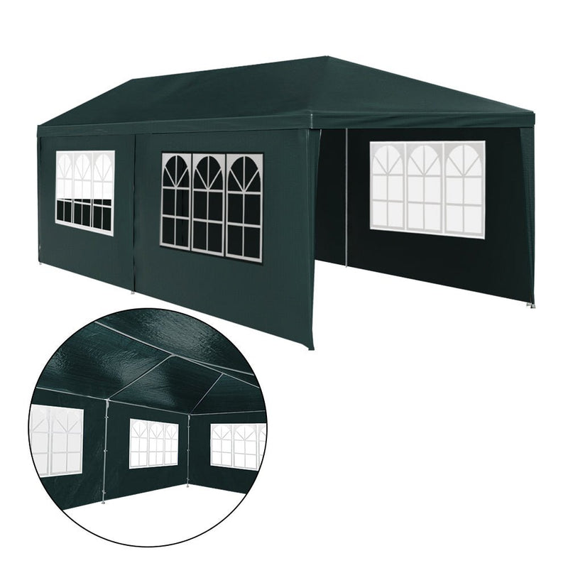 Danoz Outdoors ⛺ Instahut Gazebo 3x6m Marquee Wedding Party Tent Outdoor Camping Side Wall Canopy 4 Panel Green - danozdirect