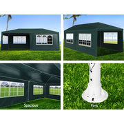 Danoz Outdoors ⛺ Instahut Gazebo 3x6m Marquee Wedding Party Tent Outdoor Camping Side Wall Canopy 4 Panel Green - danozdirect