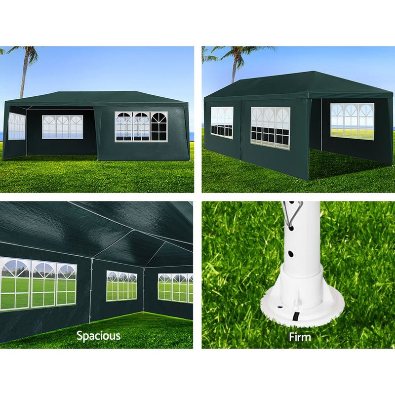Danoz Outdoors ⛺ Instahut Gazebo 3x6m Marquee Wedding Party Tent Outdoor Camping Side Wall Canopy 4 Panel Green - danozdirect