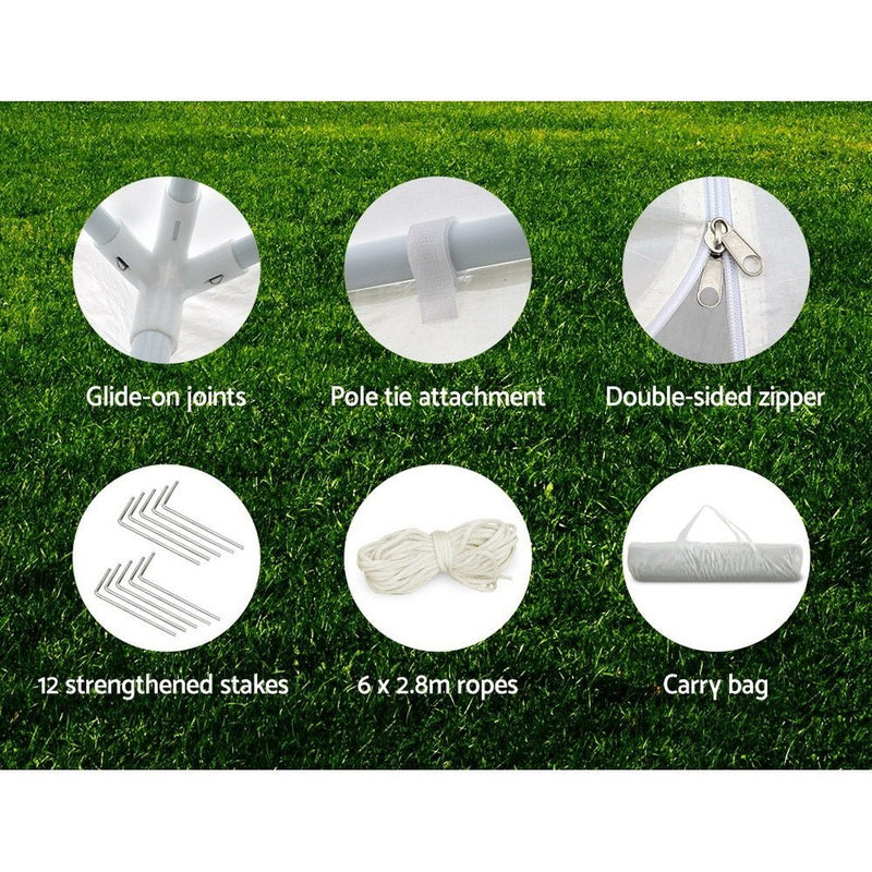 Danoz Outdoors ⛺ Instahut Gazebo 3x6m Marquee Wedding Party Tent Outdoor Camping Side Wall Canopy 4 Panel White - danozdirect