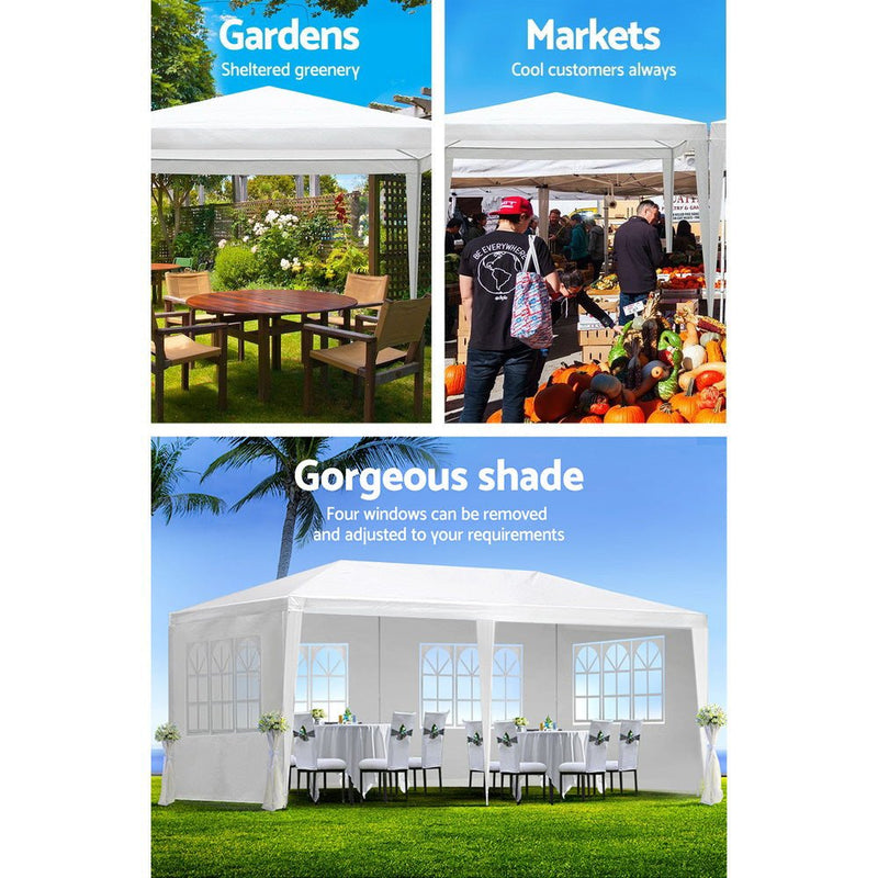Danoz Outdoors ⛺ Instahut Gazebo 3x6m Marquee Wedding Party Tent Outdoor Camping Side Wall Canopy 4 Panel White - danozdirect