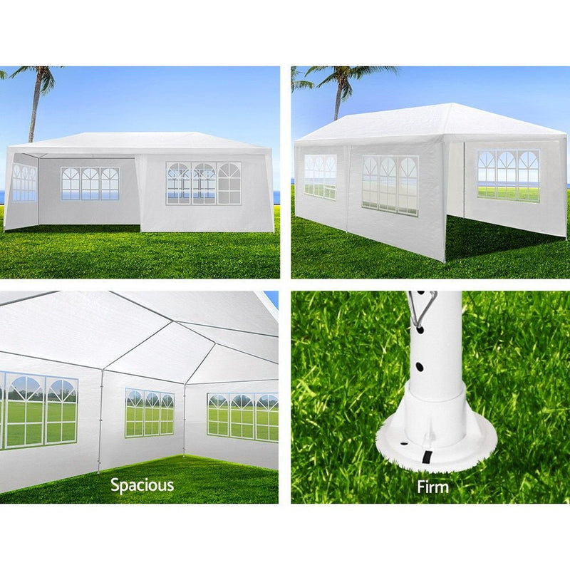 Danoz Outdoors ⛺ Instahut Gazebo 3x6m Marquee Wedding Party Tent Outdoor Camping Side Wall Canopy 4 Panel White - danozdirect