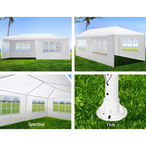 Danoz Outdoors ⛺ Instahut Gazebo 3x6m Marquee Wedding Party Tent Outdoor Camping Side Wall Canopy 4 Panel White - danozdirect