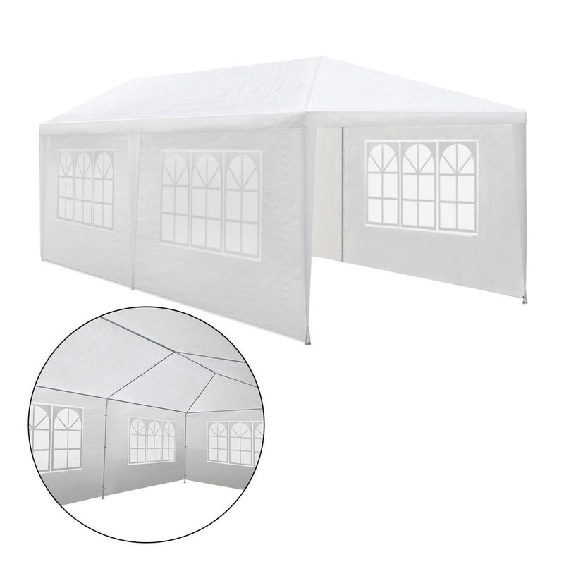 Danoz Outdoors ⛺ Instahut Gazebo 3x6m Marquee Wedding Party Tent Outdoor Camping Side Wall Canopy 4 Panel White - danozdirect