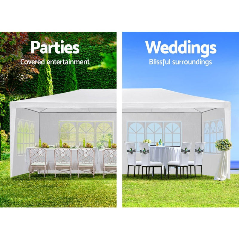 Danoz Outdoors ⛺ Instahut Gazebo 3x6m Marquee Wedding Party Tent Outdoor Camping Side Wall Canopy 4 Panel White - danozdirect