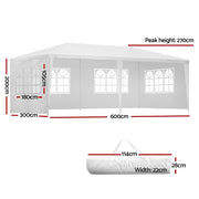Danoz Outdoors ⛺ Instahut Gazebo 3x6m Marquee Wedding Party Tent Outdoor Camping Side Wall Canopy 4 Panel White - danozdirect