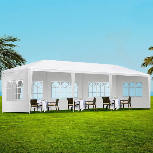 Danoz Outdoors - Instahut Gazebo 3x9m Marquee Wedding Party Tent Outdoor Camping Side Wall Canopy 5 Panel White - danozdirect
