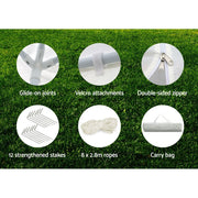 Danoz Outdoors - Instahut Gazebo 3x9m Marquee Wedding Party Tent Outdoor Camping Side Wall Canopy 5 Panel White - danozdirect