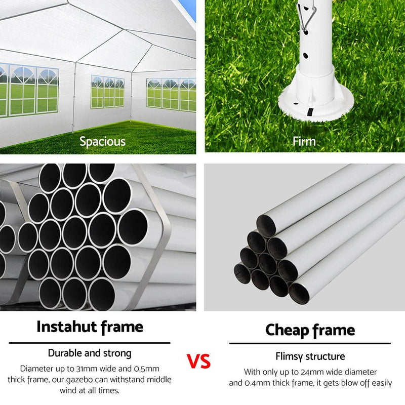 Danoz Outdoors - Instahut Gazebo 3x9m Marquee Wedding Party Tent Outdoor Camping Side Wall Canopy 5 Panel White - danozdirect