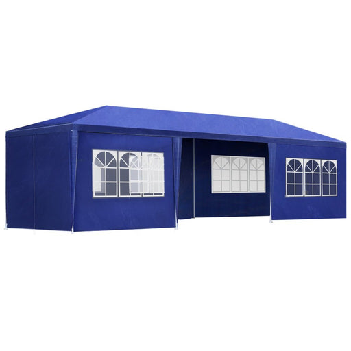 Danoz Outdoors ⛺ Instahut Gazebo 3x9m Marquee Wedding Party Tent Outdoor Camping Side Wall Canopy 8 Panel Blue - danozdirect