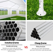 Danoz Outdoors ⛺ Instahut Gazebo 3x9m Marquee Wedding Party Tent Outdoor Camping Side Wall Canopy 8 Panel White - danozdirect